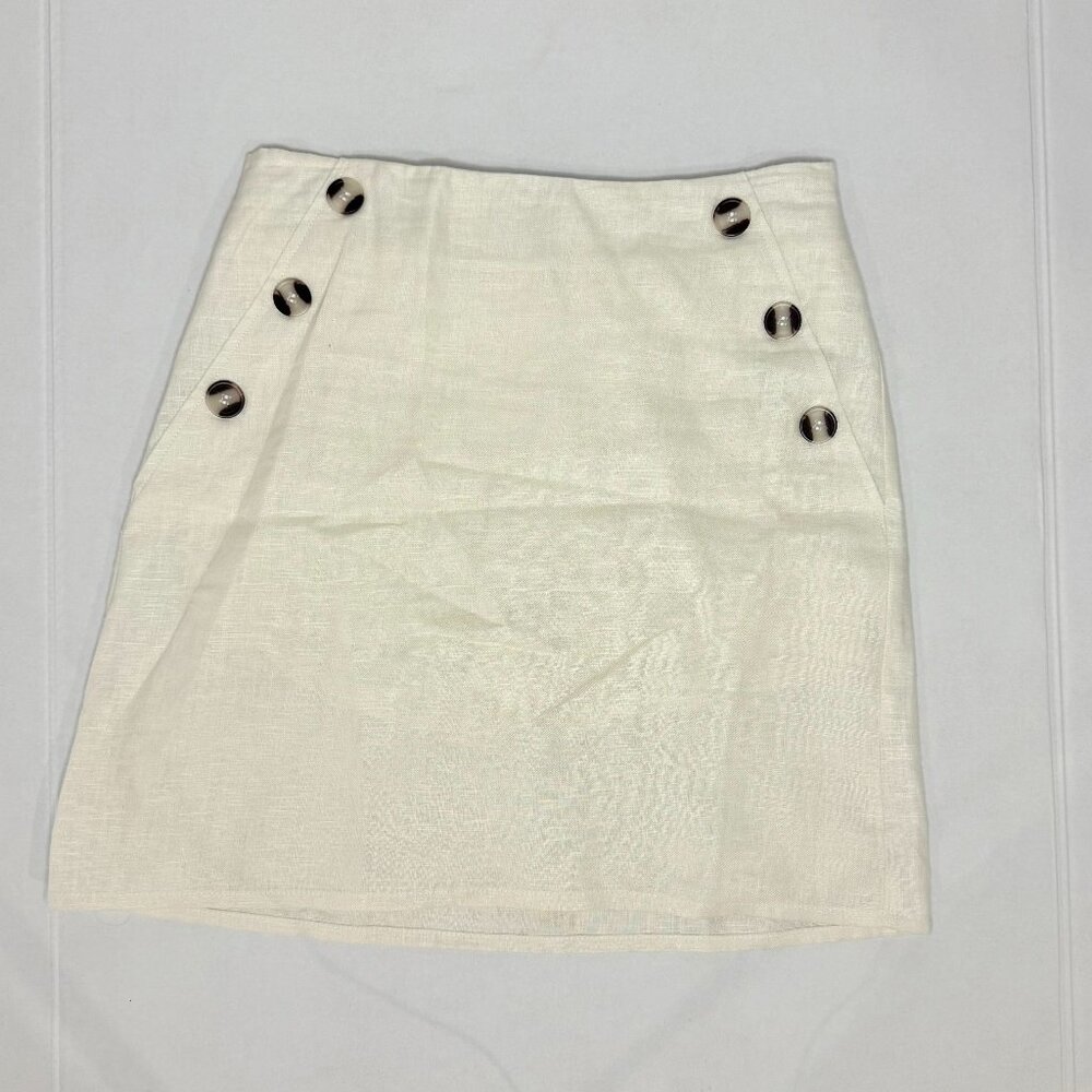 Tahari Beige Linen Skirt with Shorts Size Small
